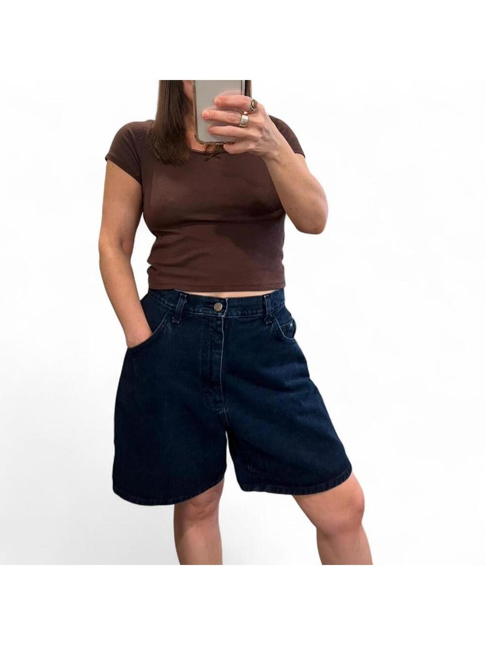 Vintage Lee Dark Wash Denim Shorts High Waisted 90s Baggy